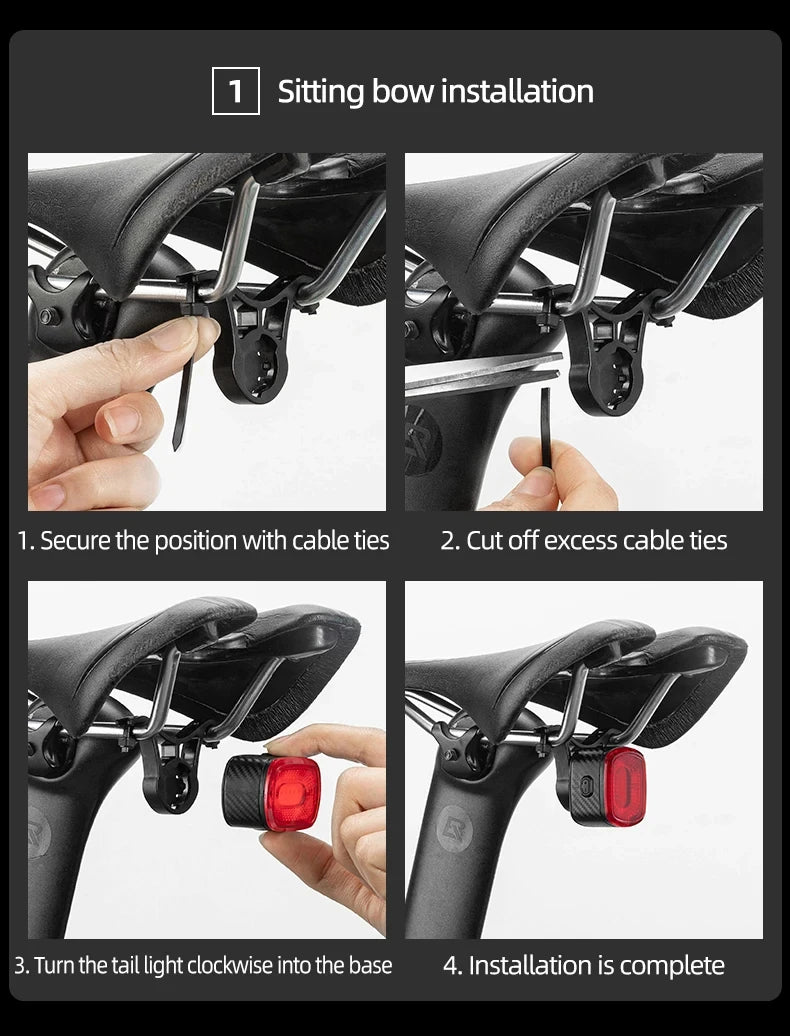 ROCKBROS Local Ship Bicycle Brake Light IPx6 Taillight Type-C Bike Tail Rear Light Auto LED Riding Warning Safe Cycling Light