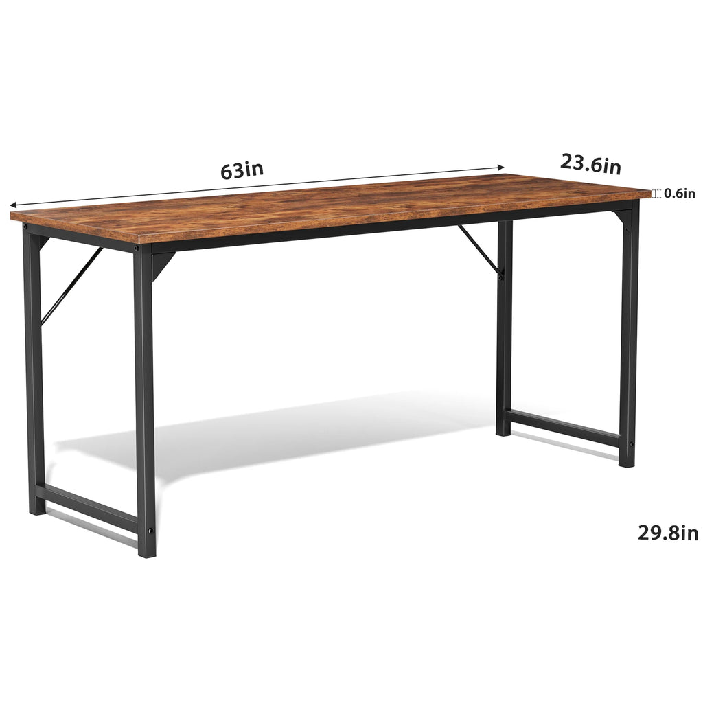 JHK Computer Office Desk Writing Study Office Gaming Table Modern Simple Style Compact Metal Frame Wood Tabletop Easy Assembly