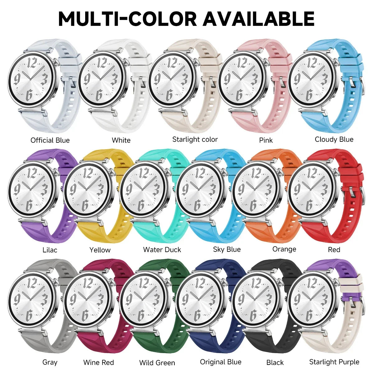 18mm Women Strap for Huawei Watch GT6/5 41mm Sport Silicone Replacement Band for Huawei Watch GT4 41mm Breathable 18mm Wristband