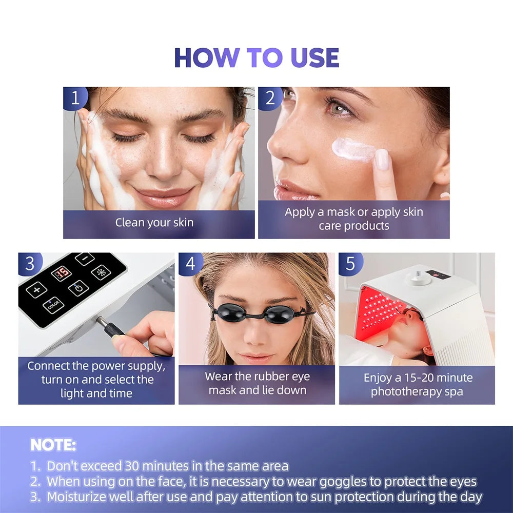 Foldable 7 Color LED Photon Facial Body Beauty Machine Skin Rejuvenation Light Nano Spray Equipment Home Skin Care SPA Instrument