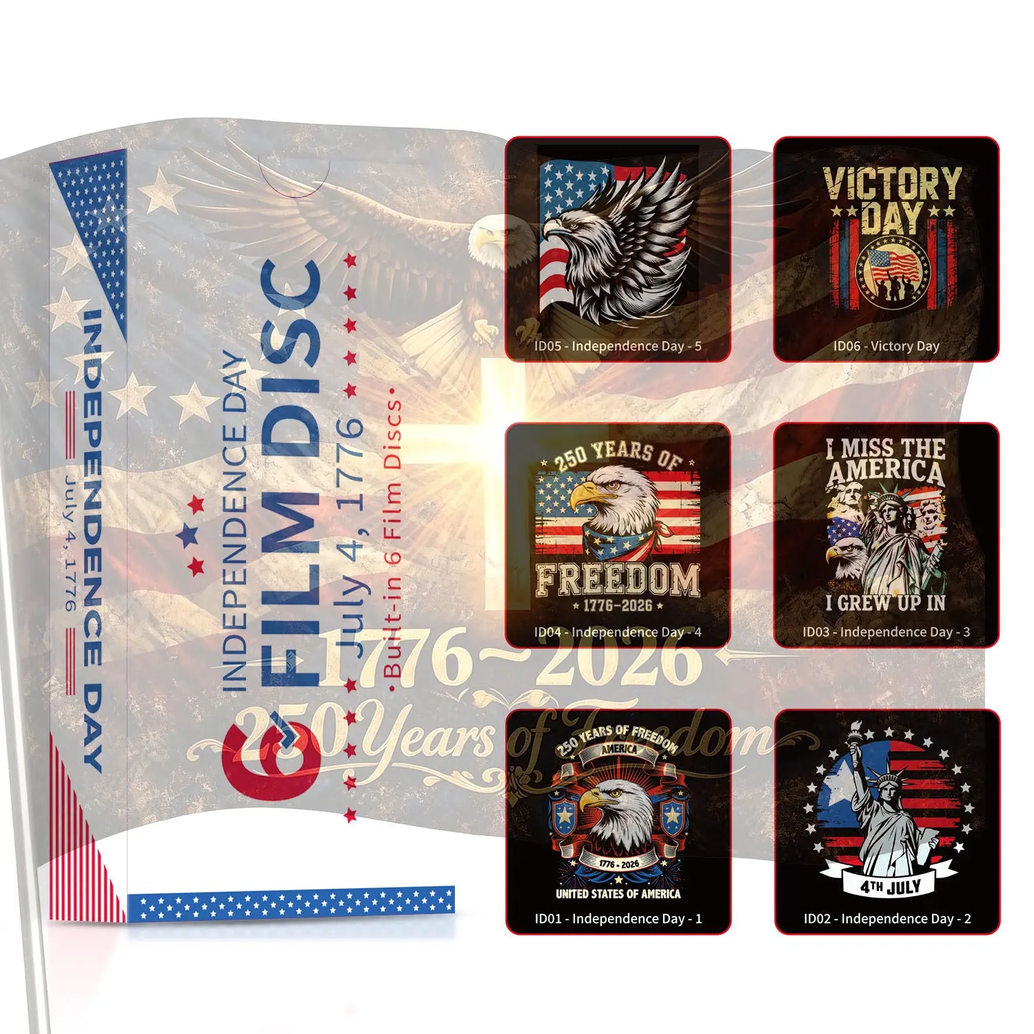 19-in-1 Galaxy Projector Starry Sky Night Light, 360° Rotate Planetarium Lamp with Independence Day Film Discs, LED Star Projector for Bedroom Home Decor, July 4th Patriotic Party Light, Kids Adults Gift, Timed & Adjustable