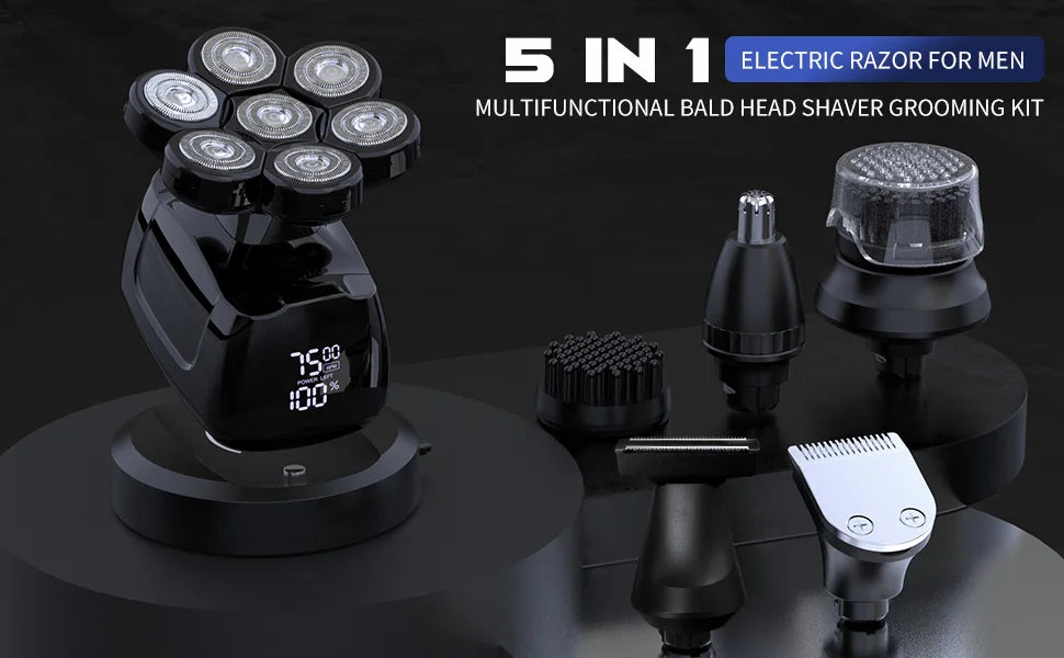 SEJOY Electric Shaver for Men 7D Magnetic Floating Wet/Dry Head Razor Hair Trimmer USB Rechargeable LED Display Beard Trimmers