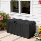35 Gallon Large Outdoor Resin Storage Box With Lockable Lid - Heavy-Duty Deck Box For Patio Furniture Cushions, Pool Accessories