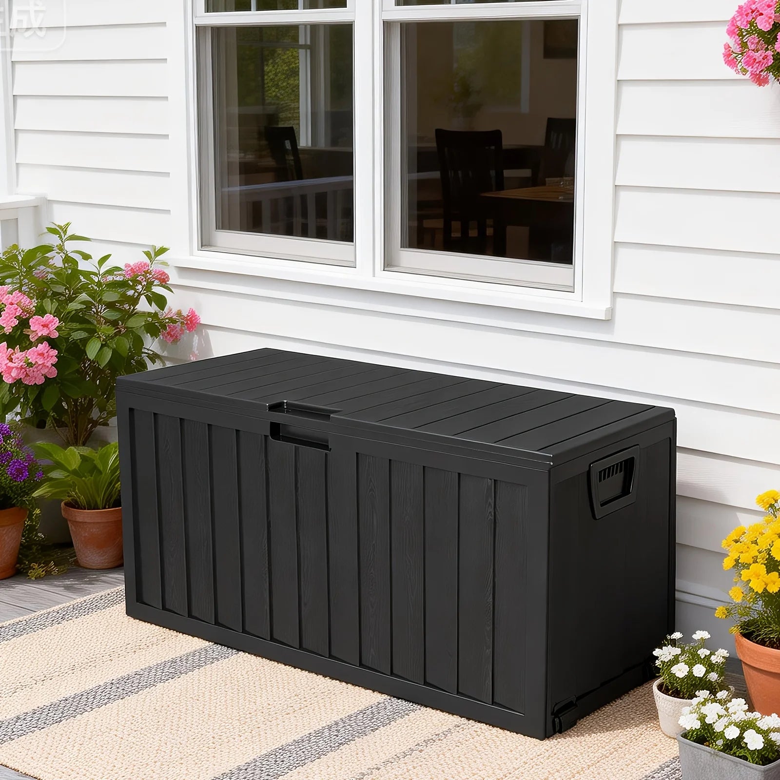 35 Gallon Large Outdoor Resin Storage Box With Lockable Lid - Heavy-Duty Deck Box For Patio Furniture Cushions, Pool Accessories