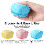 2-In-1 Pet Bath & Massage Brush With Shampoo Storage Silicone Dog Cat Grooming Tool For Puppy Kitten Sensitive Skin
