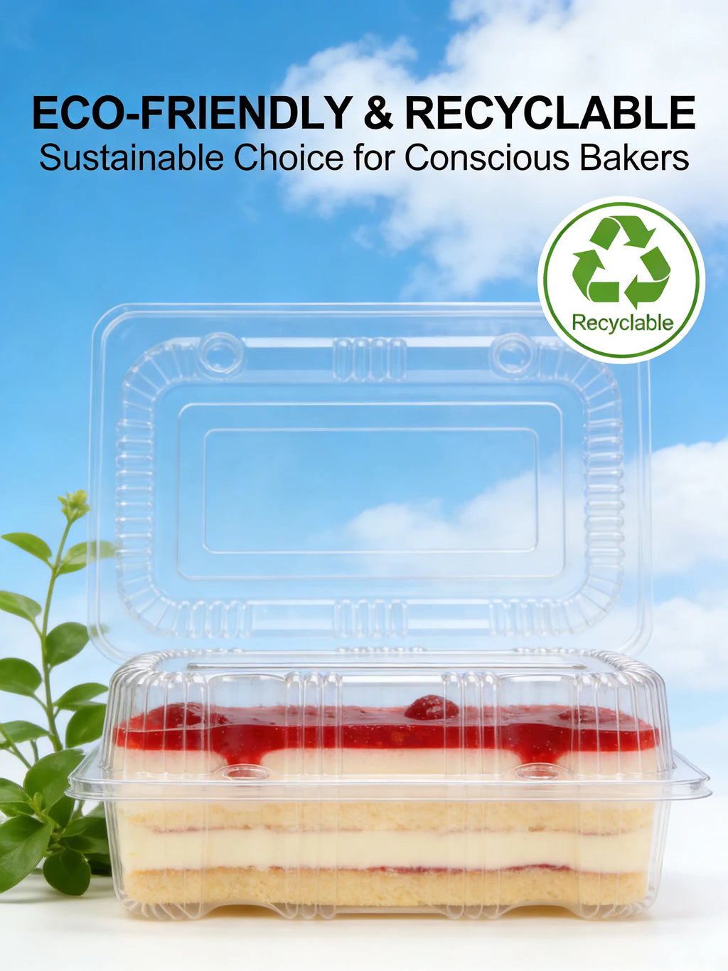 50Pcs Clear Plastic Food Containers - Disposable Clamshell Boxes for Fruit Salad Sandwich Dessert Takeout Picnic Party