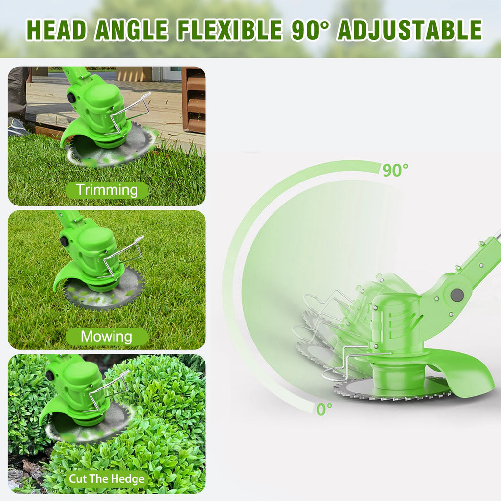 2-in-1 Cordless Electric  Lawn Mower Brushless Edger Eater Grass String Trimmer Cutter 650W 18000 RPM With 24V Two Battery Adjustable For Garden Tool