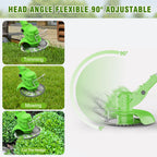 2-in-1 Cordless Electric  Lawn Mower Brushless Edger Eater Grass String Trimmer Cutter 650W 18000 RPM With 24V Two Battery Adjustable For Garden Tool