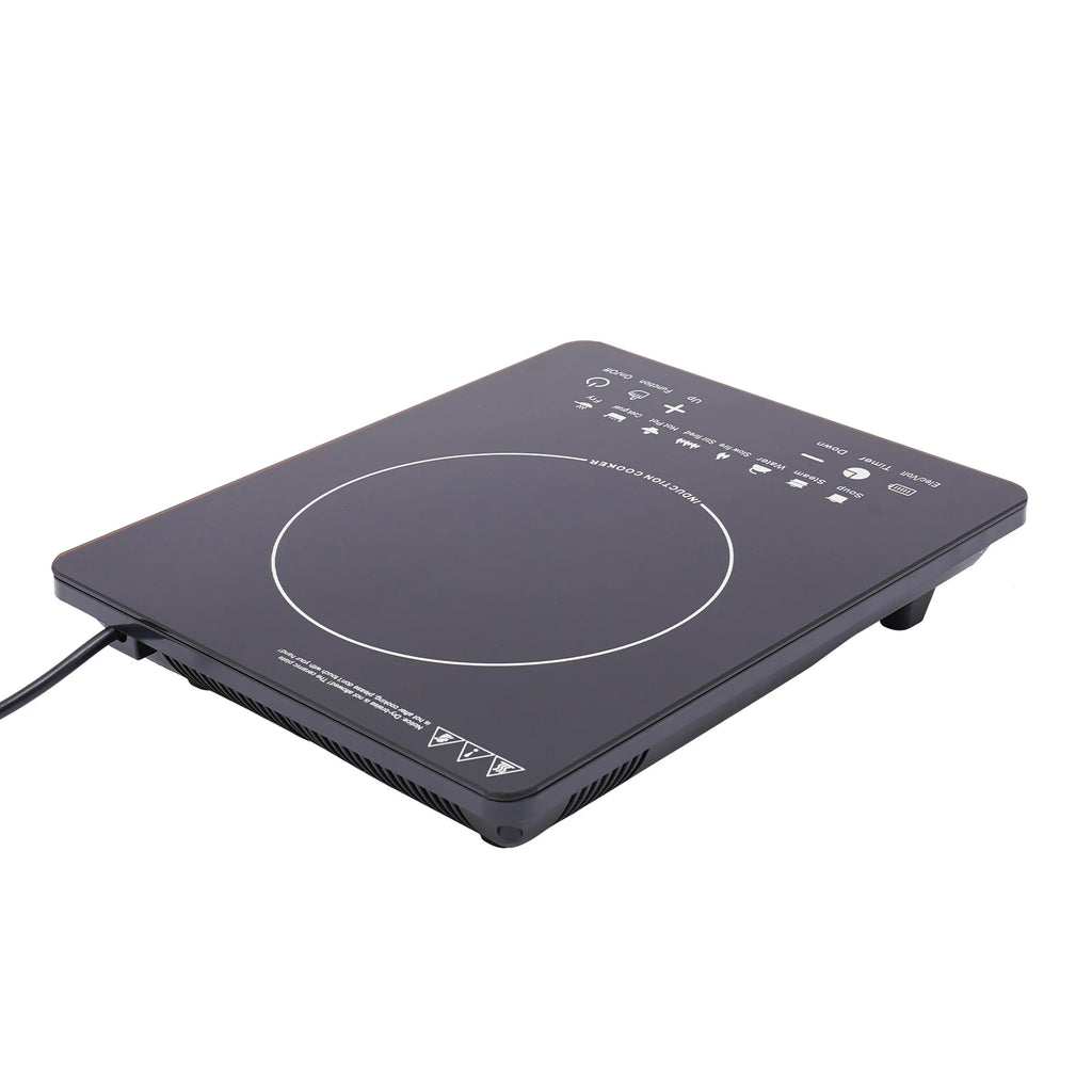 750W Electric Induction Cooker Glass PP Body 8 Presets Temp Adjustable for Dorm RV Home Restaurant & Hot Pot Use