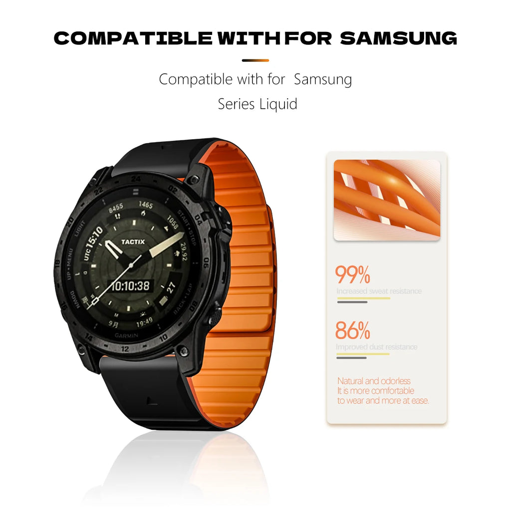 Magnetic Silicone Strap For Garmin Fenix 8 47mm 51mm 7 7x 6 6X Pro 5X 5Plus 22/26mm QuickFit Bracelet For Gen 2/Descent Mk1 Band