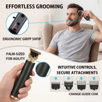 Professional Hair Clippers with LED Display, Cordless Rechargeable Trimmer & T-Blade Shaver for Men, Balding Grooming Kit