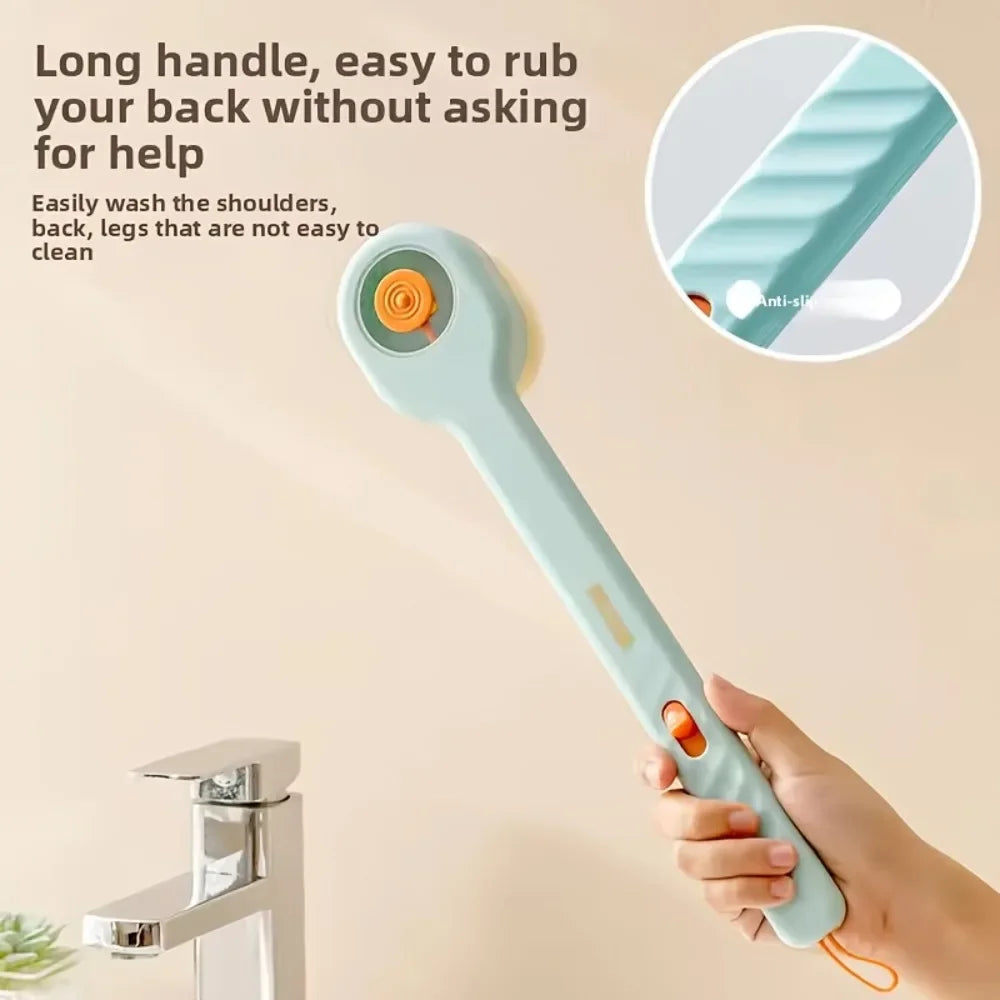 1pc Liquid Filled Soft Long Handle Hair Bath Brush, with A Back Rubbing Tool and A Long Handle for Showering Bath Accessories