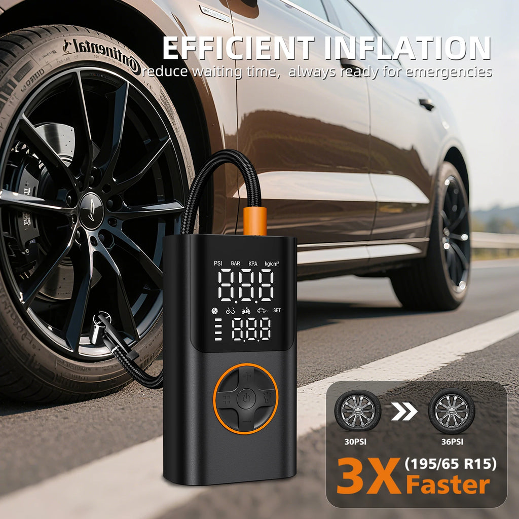 Cordless Mini Tire Inflator, 150 PSI Portable Air Compressor with Digital Display & LED Light, for Car, Motorcycle, Bike, Ball