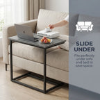 C Shaped End Table 27 Inches High, Side Table for Couch Slide Under, C Table Sofa Side End Table for Living Room
