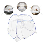 1.8M Blue Bed Cover Total Enclosed Anti-Mosquito Bed Canopy with Storage Bag Triple Door Double Zip Design Easy Installation