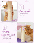 Flower Cat Tree with Sisal Scratching Post Large Hammock Soft Top Perch Small Cat Tower for Indoor Cute Cat Scratcher Kitten Toy