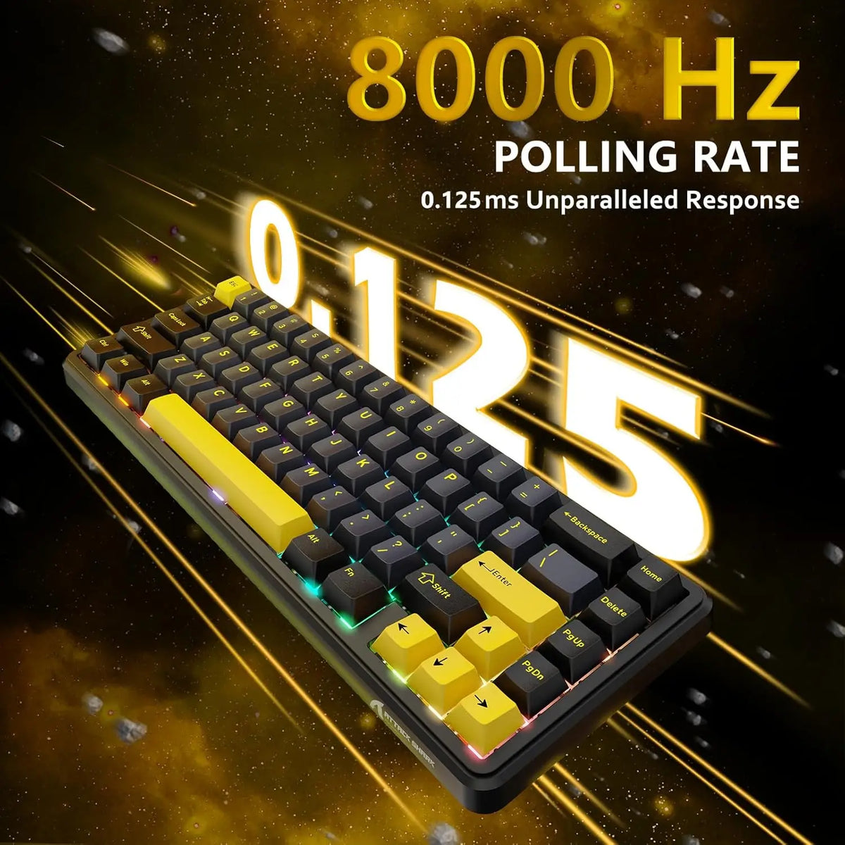 ATTACK SHARK X65 HE Hall Effect Keyboard, 8Khz Polling 0.01mm Adjustable Trigger 0.125ms Latency, Hot-Swappable RGB Backlit