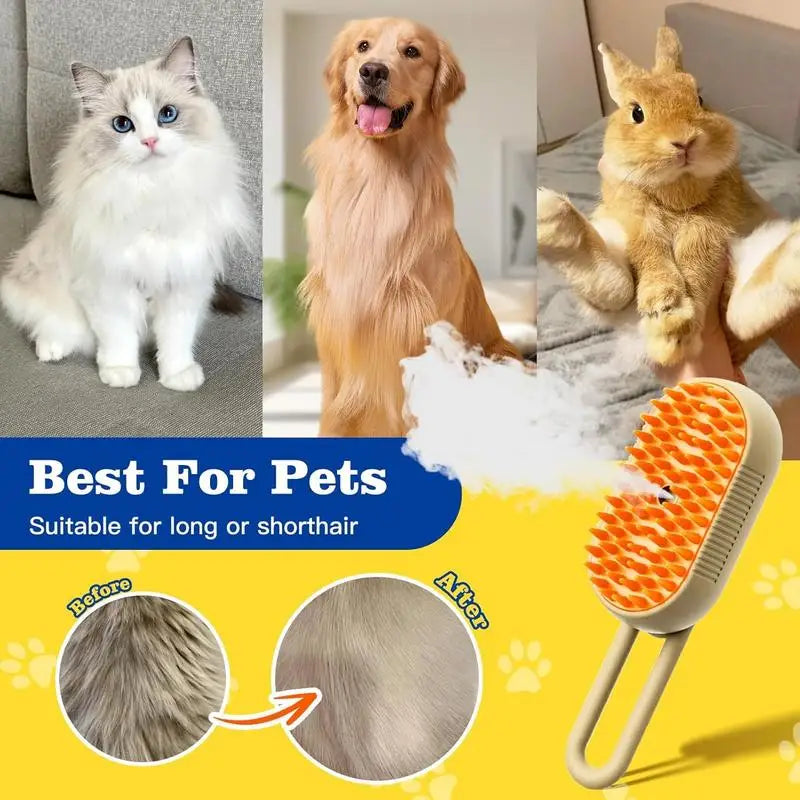 Pet Steam Brush Cat And Dog Deshedder Tool for Grooming And Hair Removal