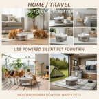 Pet Water Fountain 1.85Gal Large Capacity, Ultra-Quiet 30dB Cat Drinking Dispenser with 2 Filters, 5V USB Pump Auto Circulating, Anti-Dry Burn for Dogs Cats, White