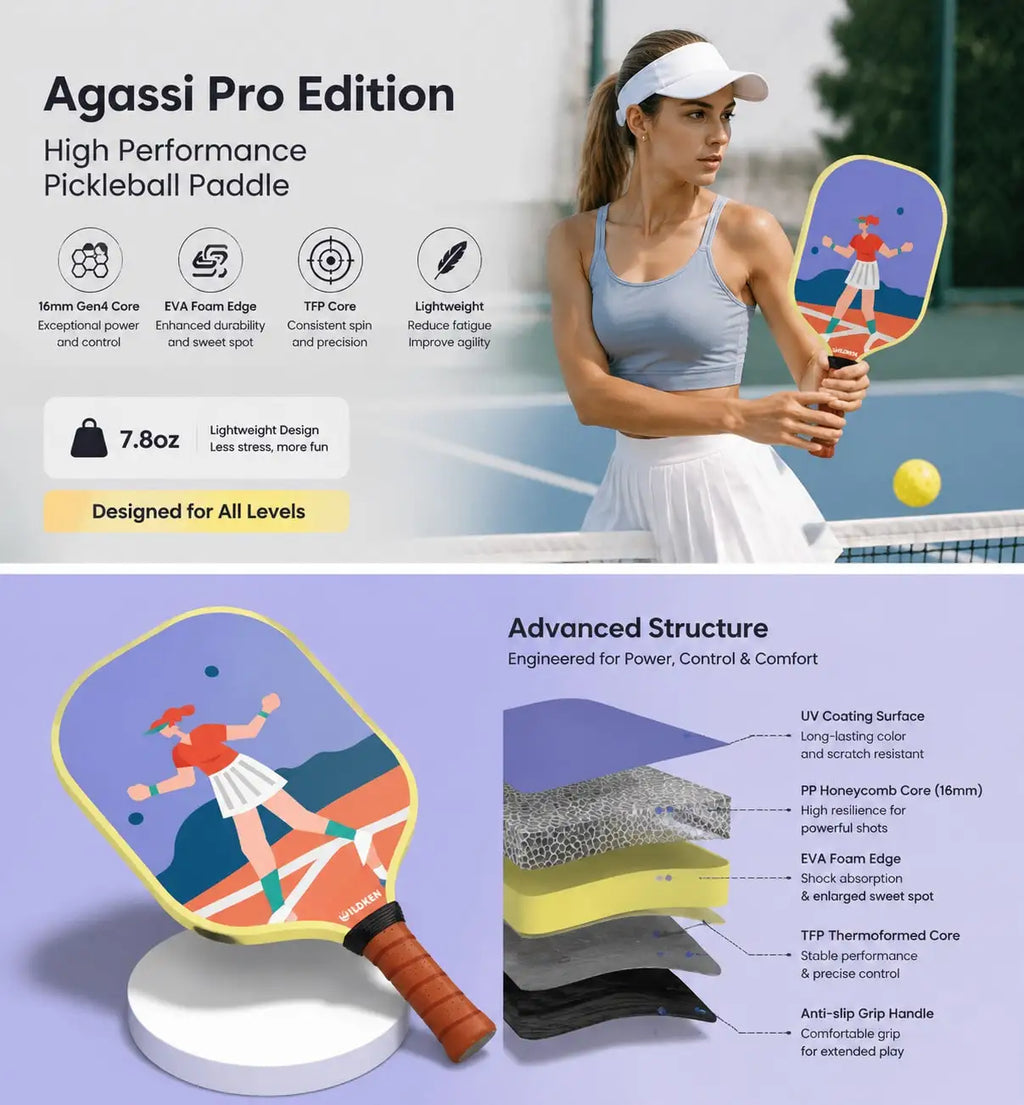 Boomstick Pickleball Paddle Set of 2, 16mm T700 Carbon Fiber Surface, Honeycomb Core, Lightweight Pickleball Rackets with 4 Outdoor Balls for Beginners & Intermediate Players