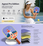 Boomstick Pickleball Paddle Set of 2, 16mm T700 Carbon Fiber Surface, Honeycomb Core, Lightweight Pickleball Rackets with 4 Outdoor Balls for Beginners & Intermediate Players