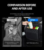 Multifunctional Car Seat Storage Bag Leather Auto Organizer Garbage Bag Universal Fit For Most Car Models
