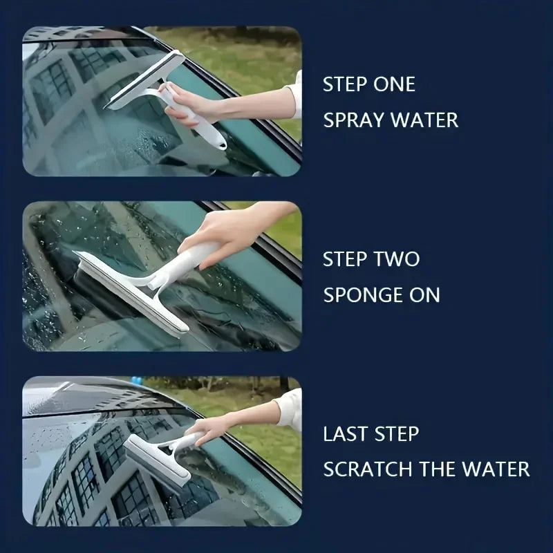 3-in-1 Silicone Shower Squeegee Wiper Hand-held Spray Window Wiper with Nozzle Watering Can Bathroom Mirror Glass Cleaning Tool