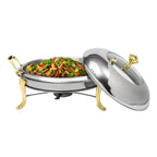 2.5L/2.64QT Round Chafing Dish Buffet Set Stainless Steel Servers Warmers with Visible Window & Fuel Holders Warming Tray for Hotels Buffets Restaurants Family Gatherings 36*36*23cm