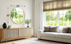 JHK Large Gold Round Vanity Framed Mirror for Wall Matte Metal Framed 30 Inch Modern Mirror Tempered Glass Bedroom Living Room