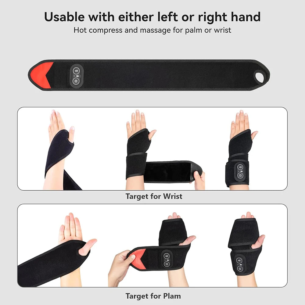 1/2PCS Electric Heating Massage Hand Massager Wrist Vibration Massage Pad Carpal Tunnel Relief Tendonitis Wrist Knee Support Pad