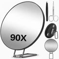 90x Magnifying Mirror Handheld with Stand Single Model Or with Tweezers And Beauty Scissors Set Suction Cup for Close-Up Viewing