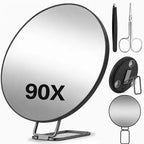 90x Magnifying Mirror Handheld with Stand Single Model Or with Tweezers And Beauty Scissors Set Suction Cup for Close-Up Viewing