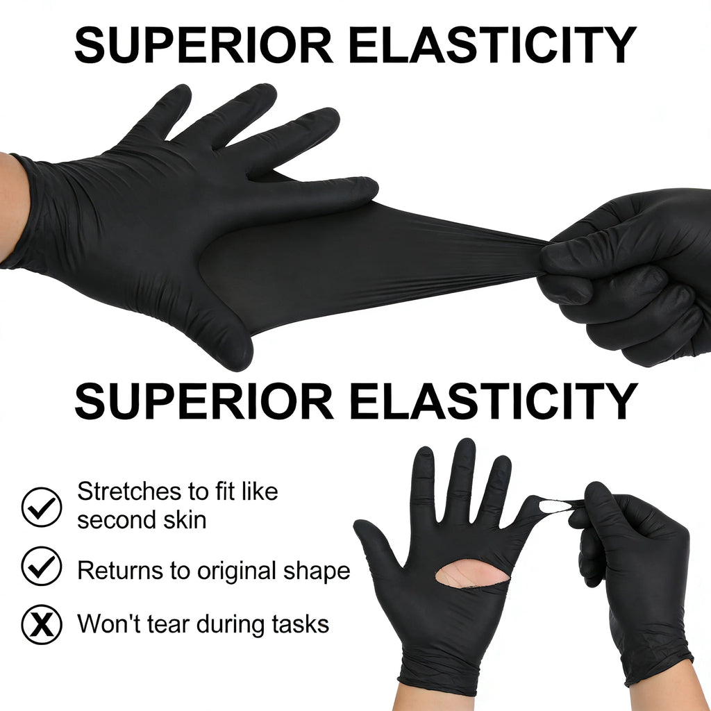 Disposable Nitrile Gloves 100PCS Powder Free Latex Free Puncture Resistant for Kitchen Cleaning Industrial Use