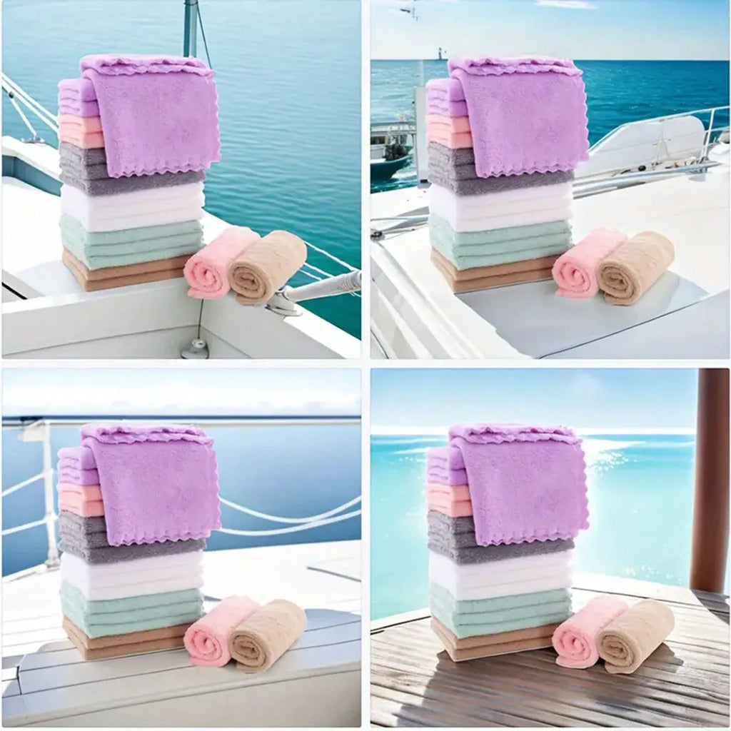 10pcs Solid Color Washcloths, Simple Plain Face Cloth, Soft Absorbent Towel Small Face Towel, Bathroom Supplies
