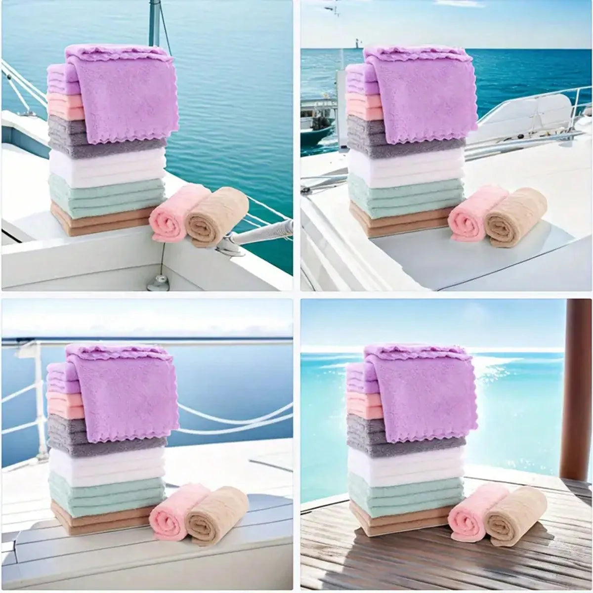 10pcs Solid Color Washcloths, Simple Plain Face Cloth, Soft Absorbent Towel Small Face Towel, Bathroom Supplies
