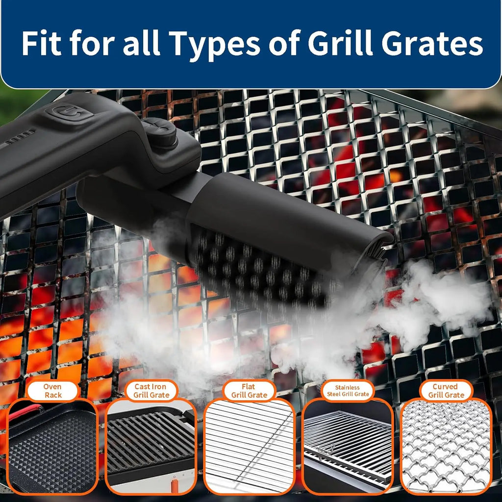Electric BBQ Cleaning Brush, Rotating BBQ Cleaning Tool, 3 Speed Settings, 2600mAh, Suitable for Outdoor BBQ Grills, Steam BBQ Cleaning Brush Accessories