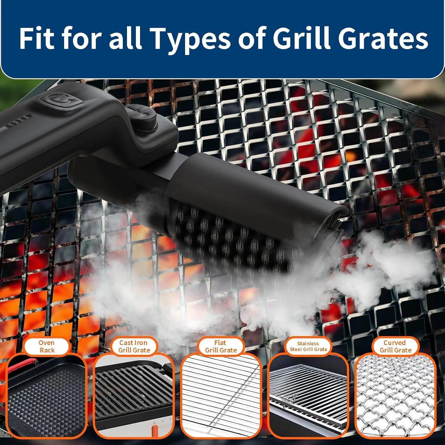 Electric BBQ Cleaning Brush, Rotating BBQ Cleaning Tool, 3 Speed Settings, 2600mAh, Suitable for Outdoor BBQ Grills, Steam BBQ Cleaning Brush Accessories