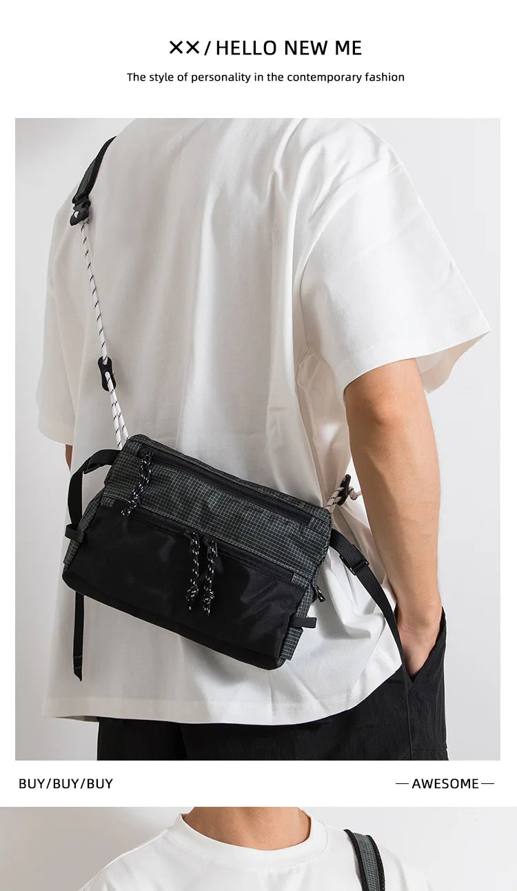 Outdoor Sports Crossbody Sling Bag Nylon Retro Waterproof Tear-Resistant for Cycling Running Hiking Outdoor Essentials