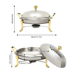Round Gold Chafing Dish for Buffet 2.64QT Stainless Steel Food Warmer w/ Lid & Handle, Buffet Warmer Chafers  for Parties, Weddings, Catering
