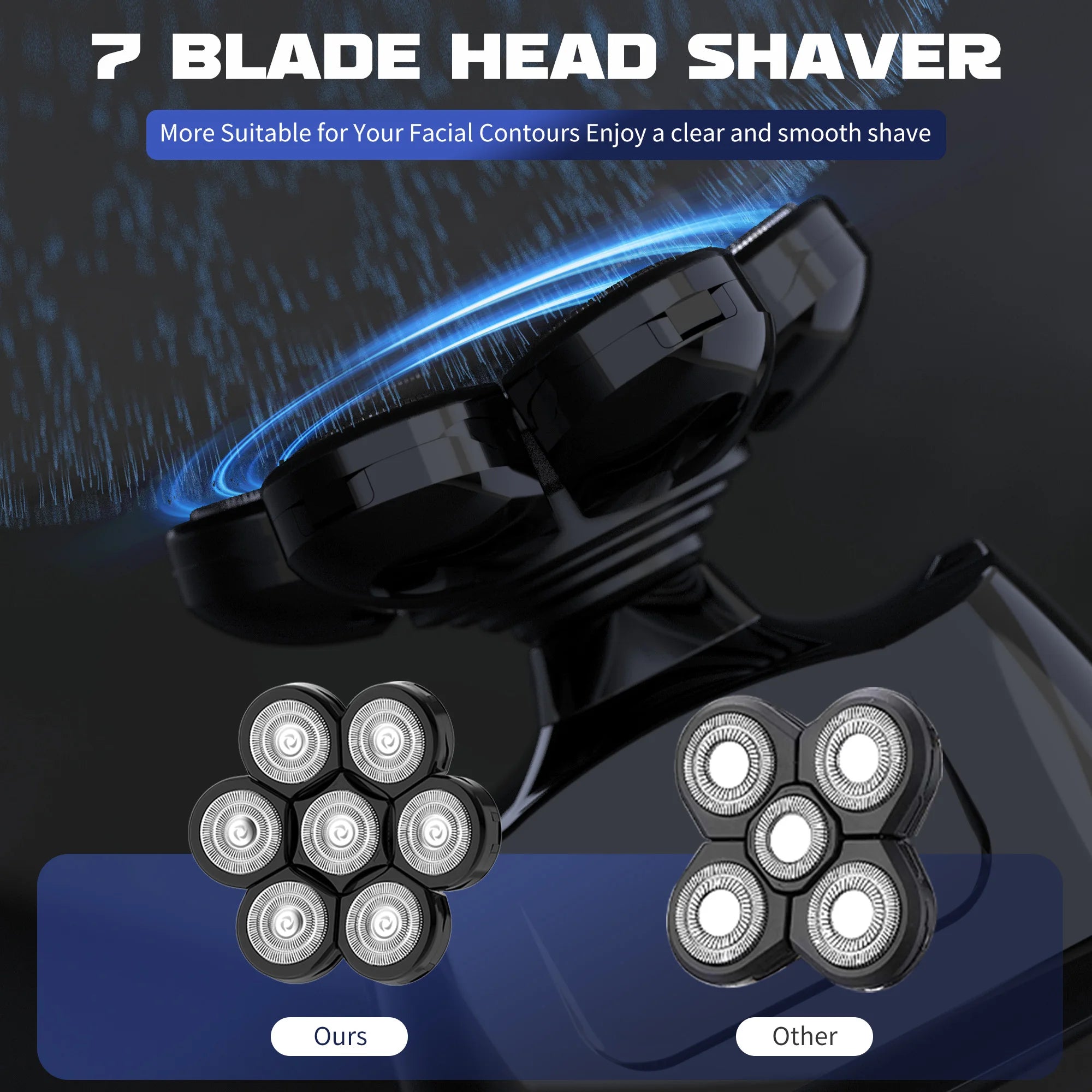 SEJOY Electric Shaver for Men 7D Magnetic Floating Wet/Dry Head Razor Hair Trimmer USB Rechargeable LED Display Beard Trimmers