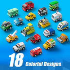 JOYFY 18 Pcs Pull Back City Cars and Trucks Toy Vehicles Set Friction Powered Cars for Kids Best Birthday Christmas Gifts