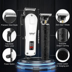 HIENA Professional Barber Kit Electric Hair Clipper Beard Shaver Detail Trimmer Cordless Rechargeable Titanium Blades for Home