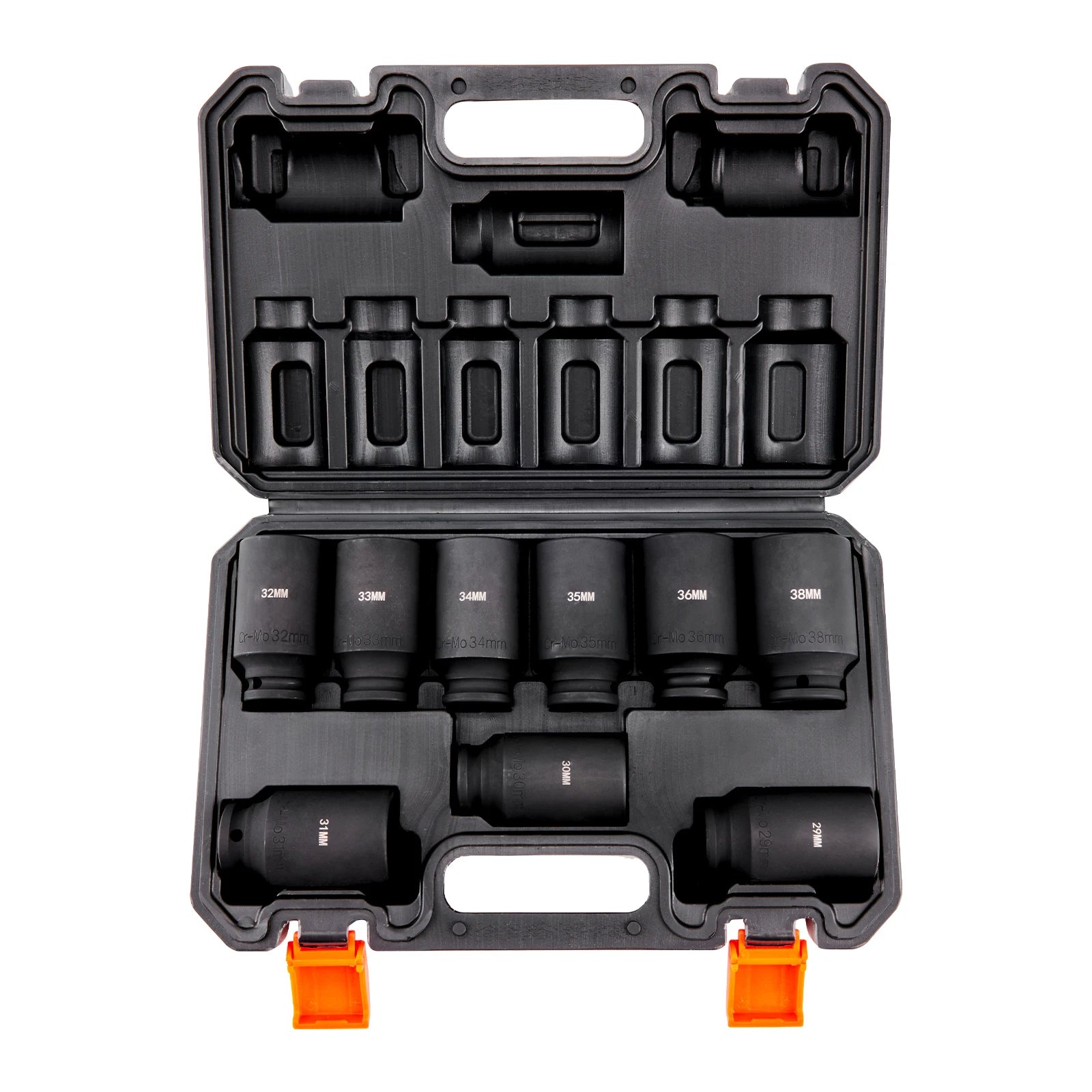 SucceBuy 1/2" Drive Impact Socket Set 9 Piece Deep Socket Set Metric 29-38mm 6 Point Cr-Mo Alloy Steel for Auto Repair