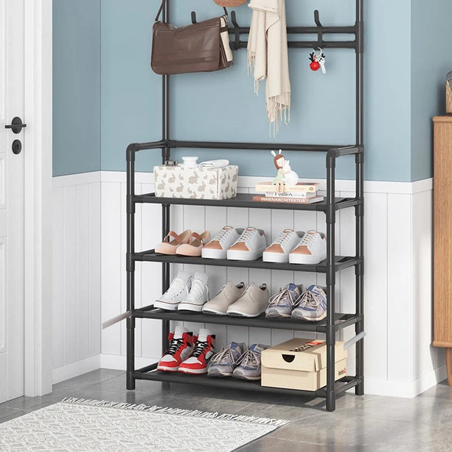 Hat rack, 5-layer multifunctional metal hook with 8 double hooks - space saving storage solution suitable for foyer, living room