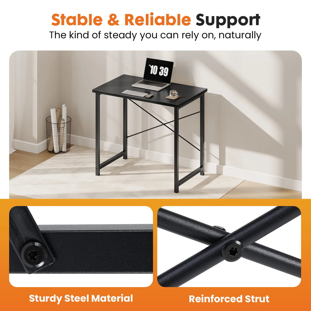 MCQ 31 Inch Standing Office Computer Desk Sturdy Metal Frame and Compact Modern Design with X-Shaped Gaming Writing Work and Study Desk for Home Office