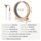 SucceBuy Wooden Cat Exercise Wheel Large Cat Treadmill Wheel for Indoor Cat Running Wheel with Detachable Carpet& Cat Teaser