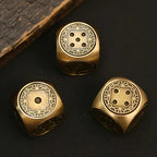 Vintage Brass Metal D6 Dice 17.5mm, Engraved Pattern Solid Copper 6 Sided Dice for Tabletop Game, Bar Entertainment & Collection