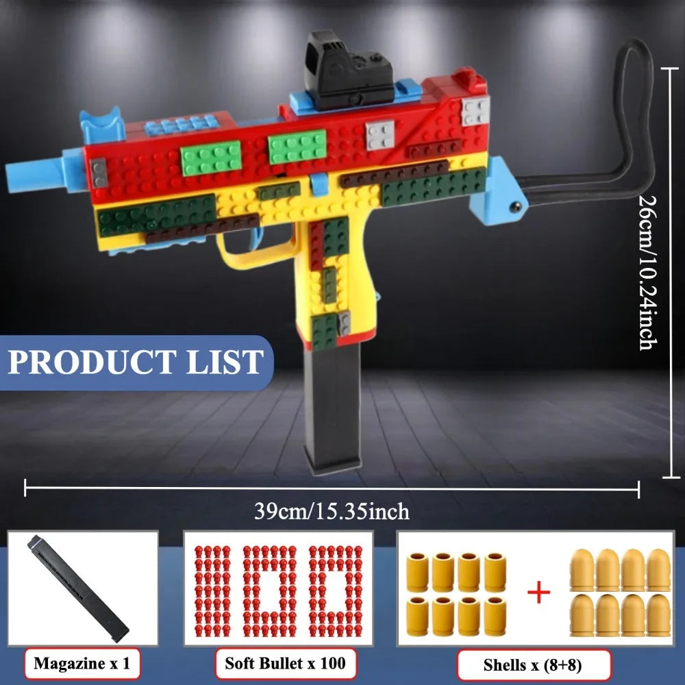 SIG17/USP Building Block Toy Gun Shell Throwing Continuous Firing Airsoft Blowback Empty Hanging Toy Pistol for Outdoor CS Game