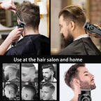 Professional Hair Clippers with LED Display, Cordless Rechargeable Trimmer & T-Blade Shaver for Men, Balding Grooming Kit