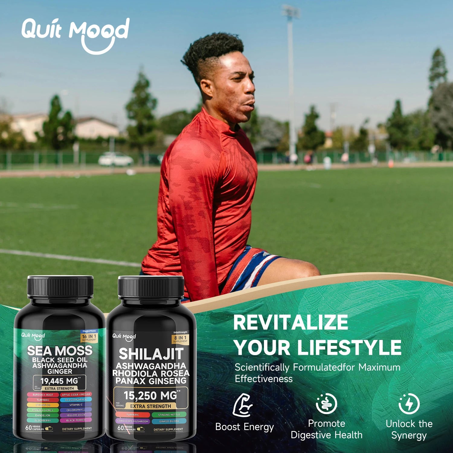 Bundle Sea Moss and Shilajit |High Potency Vitality Combo - Ashwagandha Turmeric Bladder, Burdock 2000 Mg & Ginger, Vitamin C